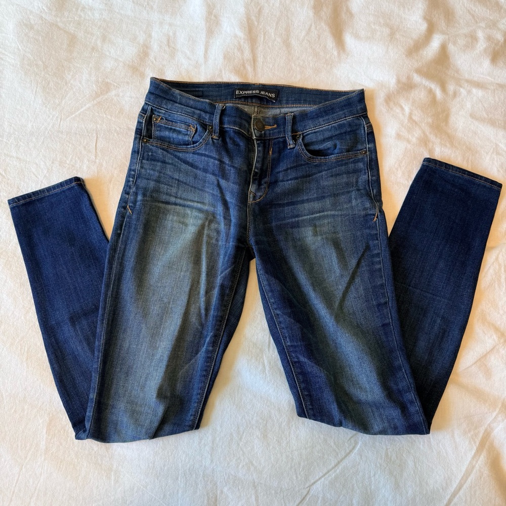 Express Women's Dark Blue Skinny Jeans